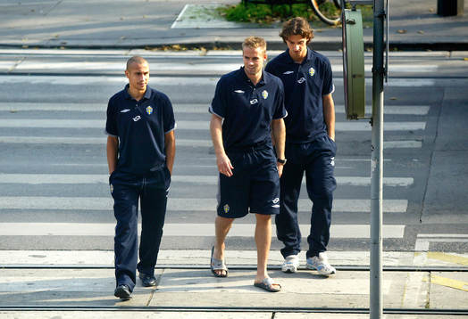 Henrik Larsson, Olof Mellberg och Zlatan Ibrahimovic,