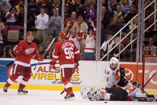 Tomas Holmström och Mikael Samuelsson, Detroit, jubel