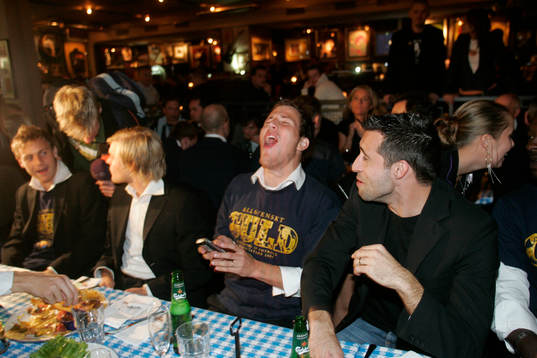 Tobias Hysén på efterfesten på Hard Rock Café. (SM-guld)