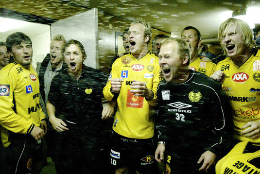 Mjällby, jubel, Thomas Andersson, tränare, Marcus