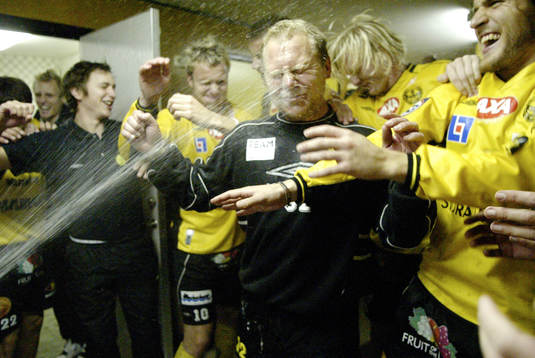 Mjällby, jubel, Thomas Andersson, tränare och Marcus