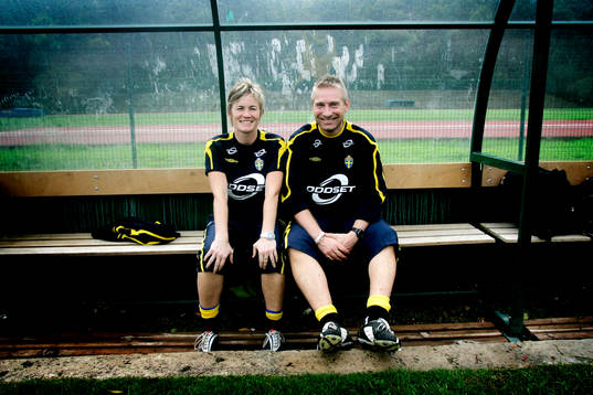 Thomas Dennerby, förbundskapten Sverige och Lilie Persson,