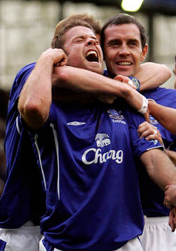 James Beattie och David Weir, Everton jubel