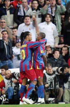 Samuel Eto`o och Ronaldinho, Barcelona, jubel