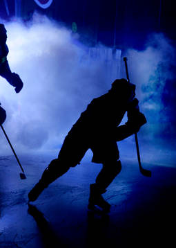 Presentation, rök, motljus, redhawks, ishockey spelare