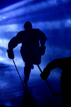 Presentation, rök, motljus, redhawks, ishockey spelare