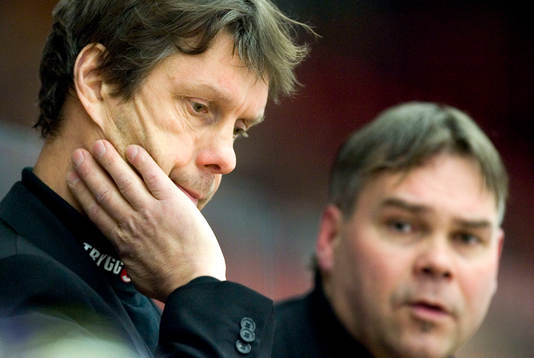 Bo Lennartsson och Leif Strömberg, tränare, Färjestad