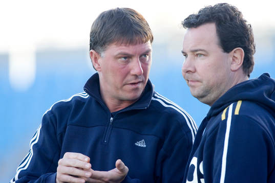 Kjell Jonevret och Stefan Rehn, tränare, Djurgården