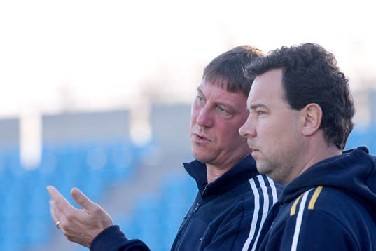 Kjell Jonevret och Stefan Rehn, tränare, Djurgården