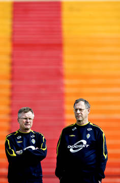 Roland Andersson och Lars Lagerbäck, förbundskapten