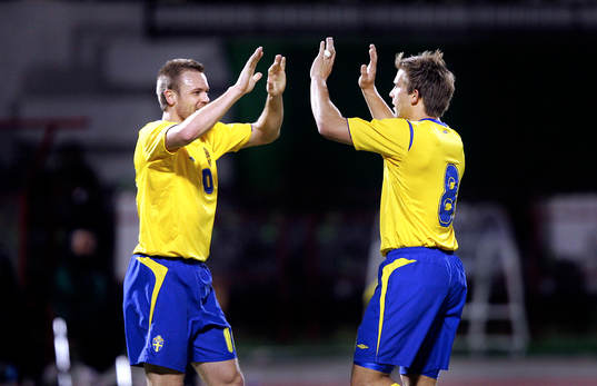 Mattias Jonson och Anders Svensson jubel tillsammans