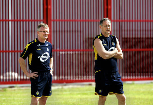 Roland Andersson och Lars Lagerbäck, förbundskapten