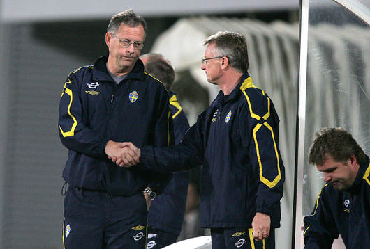 Lars Lagerbäck och Roland Andersson, förbundskapten