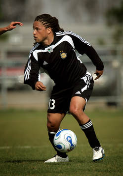 Reportage om fotboll i USA. LA Galaxy-Hammarby. Kobe Jones,
