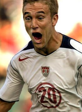 Reportage om fotboll i USA. USA-Norge. Taylor Twellman, USA