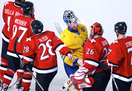 Henrik Lundqvist, Martin Plüss och Martin Gerber,