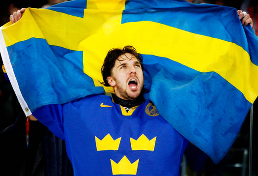 Henrik Lundqvist, (målvakt) Sverige, jublar över OS -