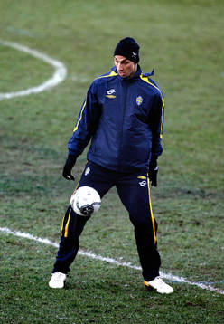Zlatan Ibrahimovic på dagens träning på matcharenan som