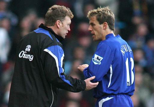David Moyes, Manager Everton och Phil Neville, Everton