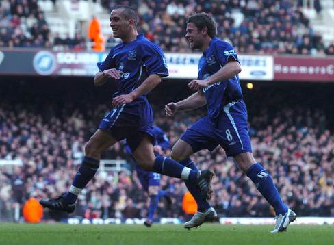 Leon Osman och James Beattie, Everton (Jubel)