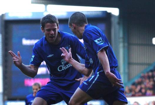 James Beattie och Leon Osman, Everton (Jubel)