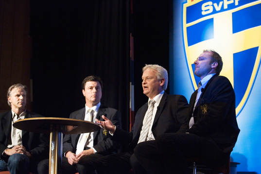 Paneldebatt fr.v. Roland Nilsson, Göran Aral, Hasse Backe
