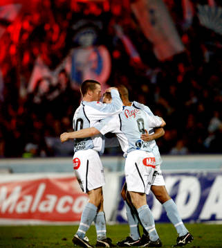 Daniel Andersson, Afonso Alves och Niklas Skoog, jubel