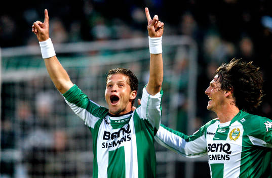 Paulinho Guará och Pétur Marteinsson, Hammarby, jubel