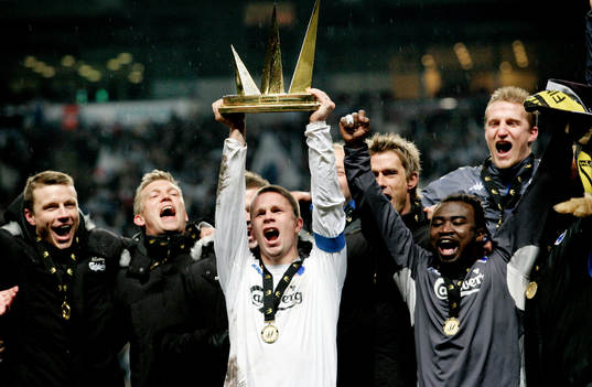 Tobias Linderoth, Köpenhamn, och Marcus Allbäck, jubel