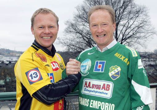 Thomas Andersson, tränare, Mjällby och L-O Mattsson,