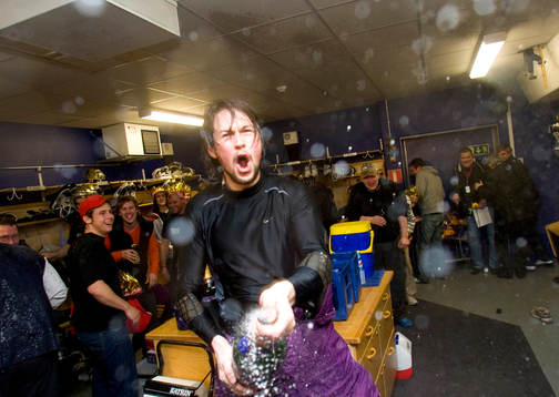Jubel Färjestad (SM-Guld, SM, Guld) Rickard Wallin firar