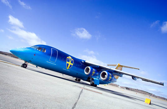 Svenska Fotbollförbundets Flygplan som landslaget kommer