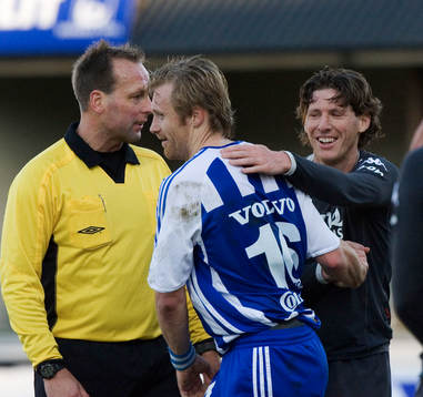 Håkan Jonasson, domare, Magnus Johansson och Petter