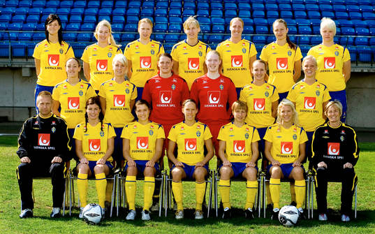 Fotboll, landslag Dam, lagbild