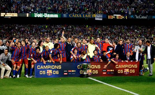 Barcelona ligamästare, jubel. Henrik Larsson (til vänster