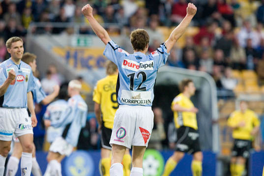 Daniel Bernhardsson jubel, Gefle vann 1-0