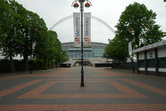 Wembley Stadium idag när FA-Cupfinalen skulle spelas där.