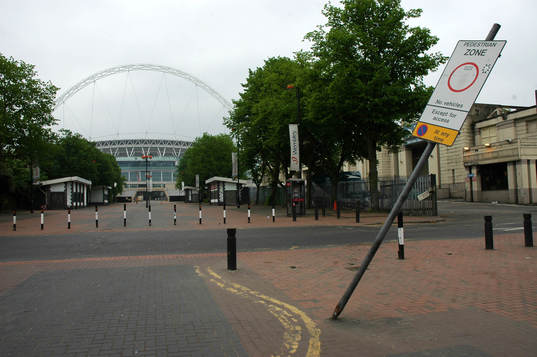 Wembley Stadium idag när FA-Cupfinalen skulle spelas där.