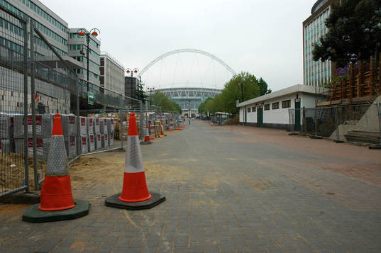 Wembley Stadium idag när FA-Cupfinalen skulle spelas där.