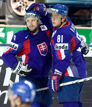 Martin Cibak och Marian Hossa, Slovakien (Jubel)