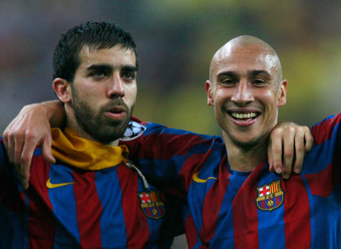 Oleguer och Henrik Larsson (Jubel, Mästare)