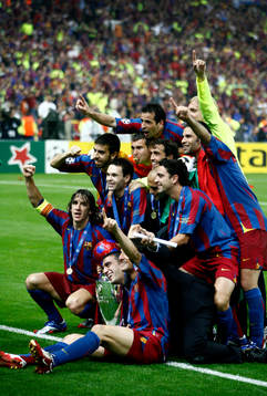 Giuly, Barcelona, jubel med pokal
