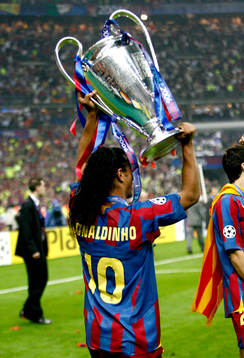 Ronaldinho, Barcelona, jubel med pokal