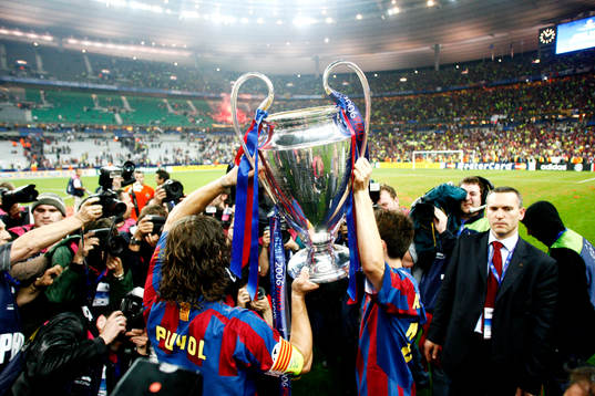 Barcelona, seger i Champions League. pokal, fotografer,
