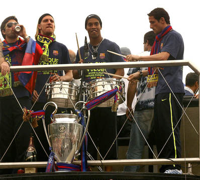 Deco, Maxi Lopez, Ronaldinho och Juliano Belletti (Jubel,