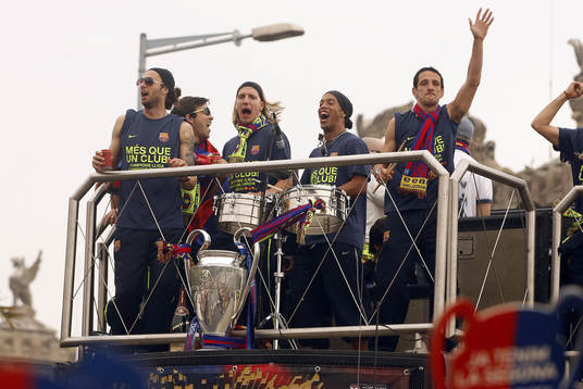 Thiago Motta, Maxi Lopez, Ronaldinho och Belletti (Jubel,