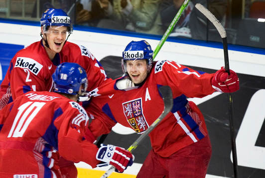 1-3, jubel av Jaroslav Hlinka, Lukas Krajicek och Petr