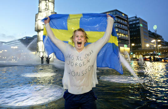 Ishockey, VM, VM-Guld, jubel vid Sergelstorg
