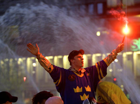 Ishockey, VM, VM-Guld, jubel vid Sergelstorg