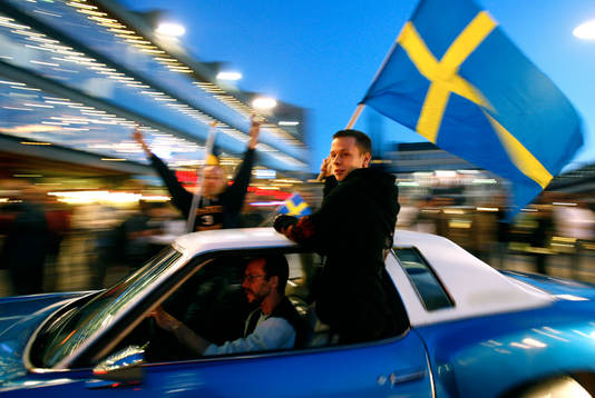 Ishockey, VM, VM-Guld, jubel vid Sergelstorg
